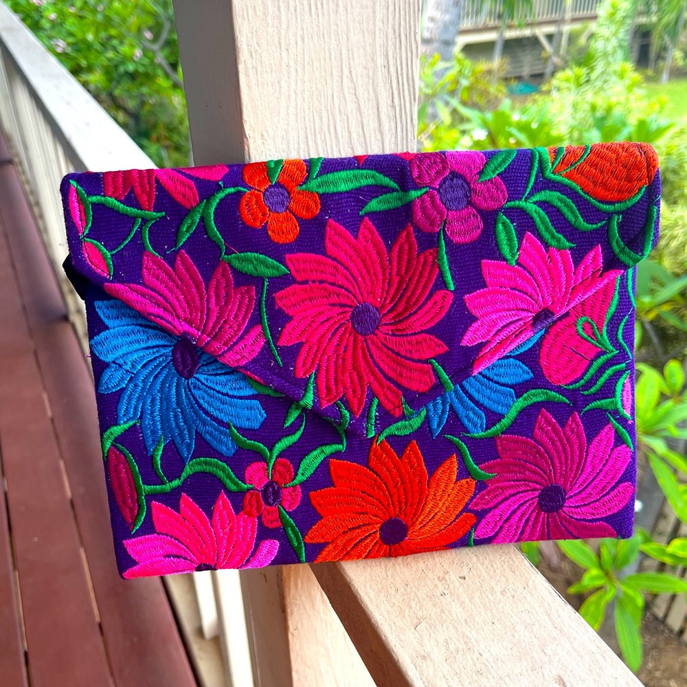 Handmade Mexican Artisan Envelope Clutch/ Shoulder bag
